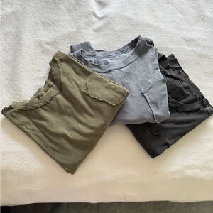 Set of Three Casual T-Shirts in Green, Blue, and Black